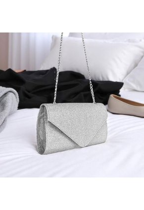 Bolso Clutch Elegante Para Fiesta Karla Chacon Maite Plateado