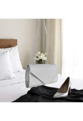 Bolso Clutch Elegante Para Fiesta Karla Chacon Maite Plateado