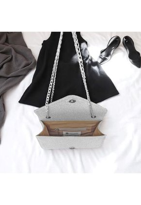 Bolso Clutch Elegante Para Fiesta Karla Chacon Maite Plateado