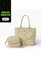 Set De Bolsos Para Mujer Bolso Tote Mila + Bolso Manos Libres Sade + Monedero Karla Chacon Beige de KARLA CHACON