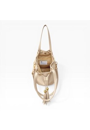 Bolso Mochila Bucket Strap Removible Cartera Mujer Dama Karla Chacon Iris Beige
