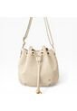 Bolso Mochila Bucket Strap Removible Cartera Mujer Dama Karla Chacon Iris Beige de KARLA CHACON