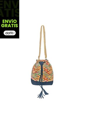 Bolso Manos Libres Bucket Dama Mujer Karla Chacon Aria Azul