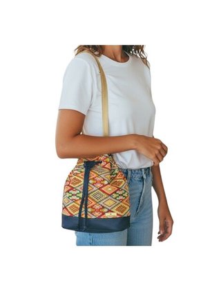 Bolso Manos Libres Bucket Dama Mujer Karla Chacon Aria Azul