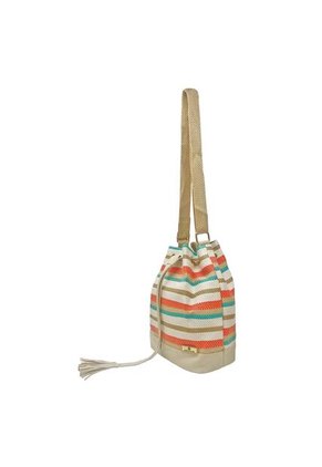 Bolso Manos Libres Bucket Dama Mujer Karla Chacon Aria Beige