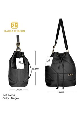 Bolso Manos Libres De Dama Mujer Karla Chacon Nena Negro