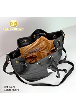 Bolso Manos Libres De Dama Mujer Karla Chacon Nena Negro
