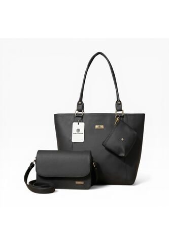 Set De Bolsos Para Mujer Bolso Tote Mila + Bolso Manos Libres Nova + Monedero Karla Chacon Negro KARLA CHACON