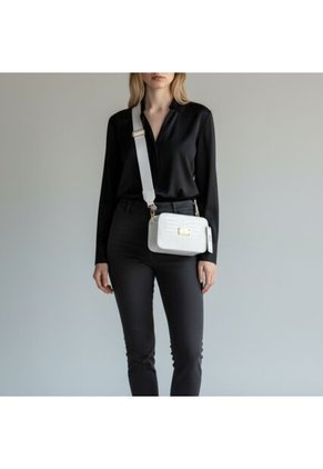 Bolso Manos Libres De Dama Mujer Karla Chacon Evah Blanco
