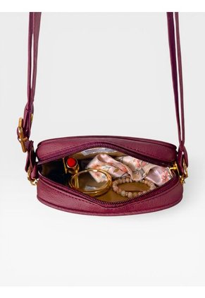 Set Dos Piezas Combo Bolso Mediano Y Manos Libres Borgoña Aria-Sade