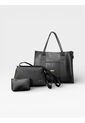 Combo De Tres Piezas Shopper Manos Libres Y Monedero Karla Chacon Negro de KARLA CHACON