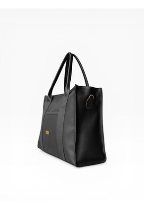 Combo De Tres Piezas Bolso Shopper Laura + Manos Libres Lara Y Monedero Karla Chacon Negro
