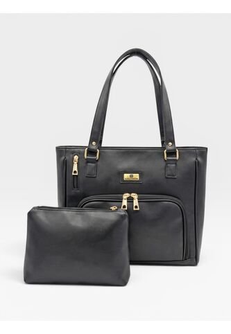 Bolso Tote Con Cosmetiquera Karla Chacon Niah Negro KARLA CHACON