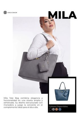 Bolso Tote Cartera Dama Cartera Mujer Karla Chacon Mila Azul
