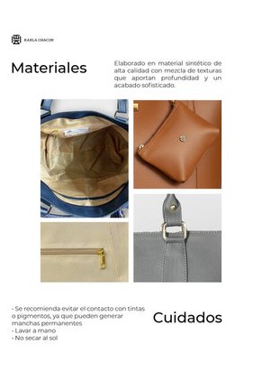 Bolso Tote Cartera Dama Cartera Mujer Karla Chacon Mila Azul