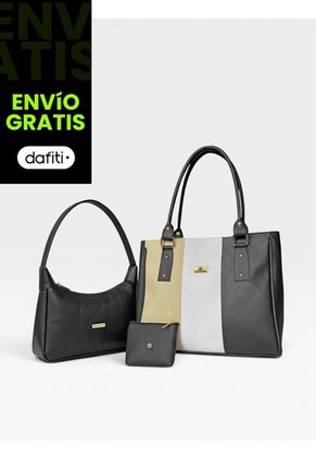 Set Para Mujer Bolso Tote+ Bolso Manos Libres + Monedero Karla Chacon