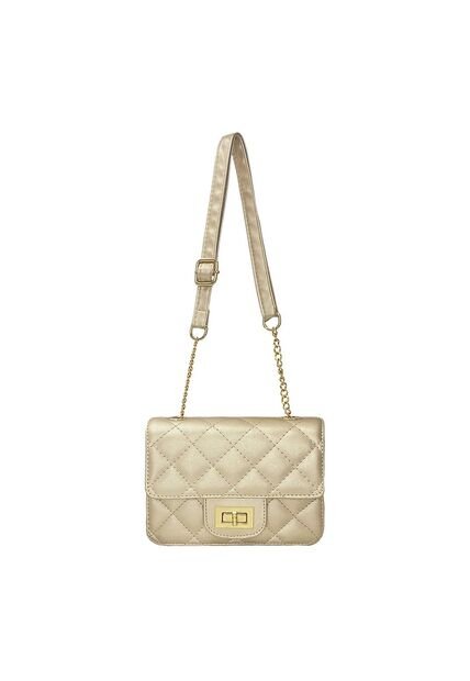 Bolso Manos Libres Satchel De Dama Bandolera Mujer Karla Chacon Sanz Dorado