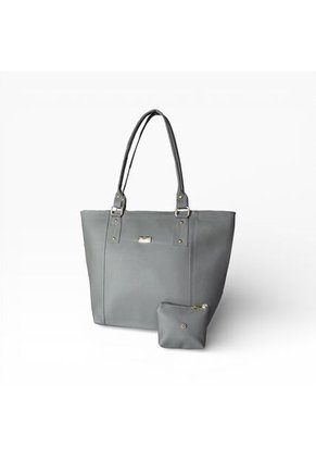 Set De Bolsos Para Mujer Bolso Tote Mila + Bolso Manos Libres Nova + Monedero Karla Chacon Gris