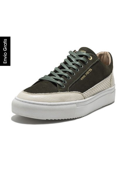 Tenis En Cuero Italiano Verde King Pieces Mazoni