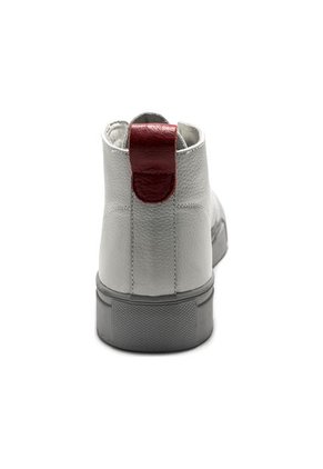 Tenis En Cuero Italiano Blanco Perforado Tiza X Rojo King Pieces Detor 4