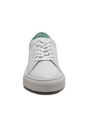 Tenis En Cuero Argentino Liso Blanco Con Verde King Pieces Lourdes 24