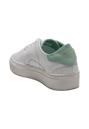 Tenis En Cuero Argentino Liso Blanco Con Verde King Pieces Lourdes 24