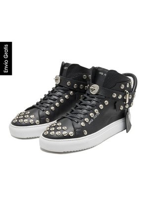 Tenis En Cuero Argentino Liso Taches Calavera Negro King Pieces Skull 4