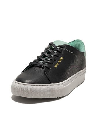 Tenis En Cuero Argentino Liso Negro Con Verde King Pieces Lourdes 24 King pieces
