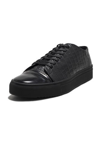Tenis En Cuero Italiano Repujado Negro King Pieces Navi R 4 King pieces