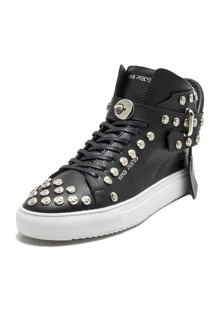 Tenis En Cuero Argentino Liso Taches Calavera Negro King Pieces Skull 4