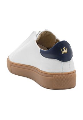 Tenis En Cuero Argentino Perforado Blanco X Café King Pieces Arigat 4