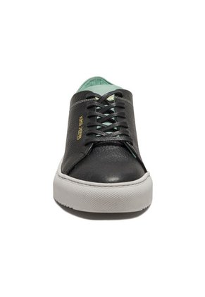Tenis En Cuero Argentino Liso Negro Con Verde King Pieces Lourdes 24
