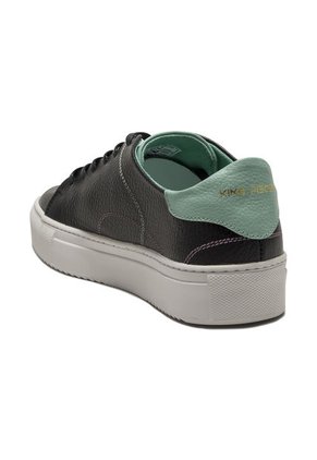 Tenis En Cuero Argentino Liso Negro Con Verde King Pieces Lourdes 24