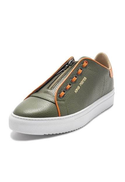 Tenis En Cuero Argentino Liso Verde X Naranja KING PIECES Seiko 4
