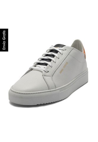 Tenis En Cuero Argentino Liso Blanco X Naranja King Pieces Rayden 4 King pieces