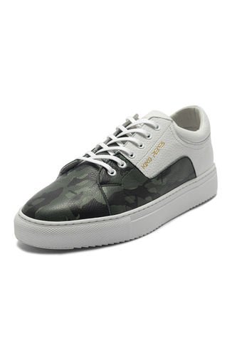 Tenis En Cuero Argentino Liso Blanco X Camuflado King Pieces Ryo King pieces