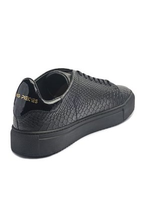 Tenis En Cuero Italiano Negro Textura Piton King Pieces Lourdes 4