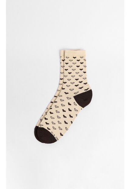 KOAJ Media Larga, Con Diseño En Jacquard De Corazones.