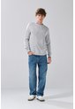 KOAJ Suéter Cuello Redondo Gris Claro Con Texturas Localizadas de Koaj