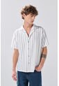KOAJ Camisa Manga Corta Blanca A Rayas Con Cuello Resort de Koaj