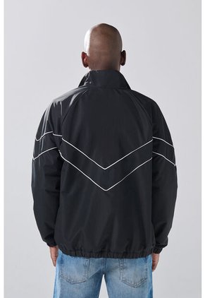 KOAJ Chaqueta Liviana Negra Con Cuello Alto Y Manga Ranglan
