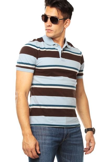 Camiseta Polo Azul Claro-Café Koaj