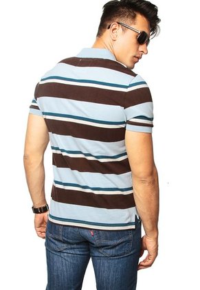 Camiseta Polo Azul Claro-Café Koaj