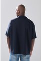 KOAJ Camisa Cuello Resort Azul Oscura Con Texturas Sutiles de Koaj