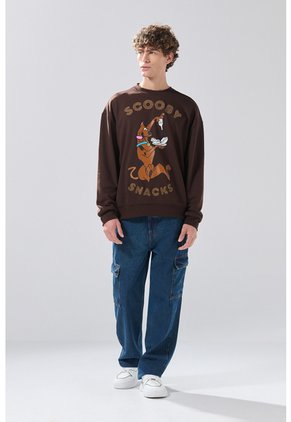 KOAJ Buzo Café Oscuro Cuello Redondo Oversize De Scooby-Doo