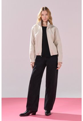 KOAJ Chaqueta Crema Clara En Paño Con Cuello Alto