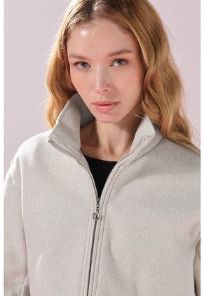 KOAJ Chaqueta Crema Clara En Paño Con Cuello Alto
