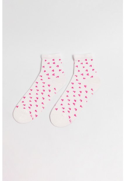 KOAJ Medias Cremas Claras Cortas Con Diseños De Corazones