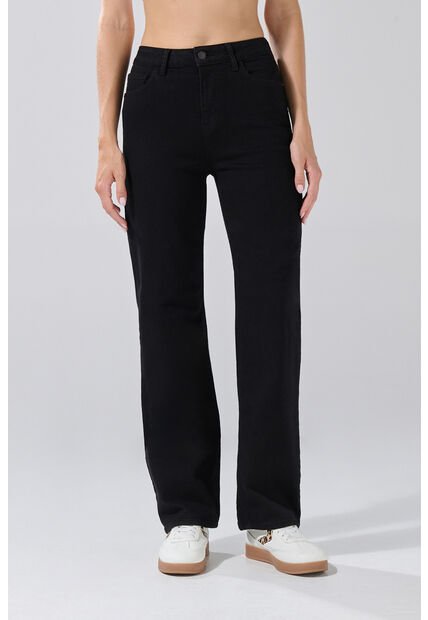 KOAJ Jean Straight Leg Bota Recta Con Tiro Alto Negro Y Bolsillos