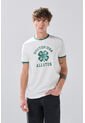 KOAJ Camiseta Crema College Manga Corta Con Contrastes Verdes de Koaj